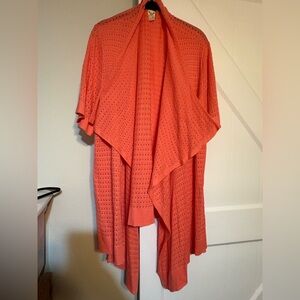 Faded Glory Coral Open-Front Knit Shrug
